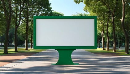 A minimalist outdoor billboard with green frame