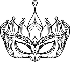 Baroque mask with gems outline vector
