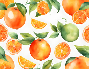 Obraz premium Transparent Fruit Orange creative watercolor background