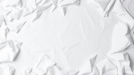 Crumpled white paper resembling a mountain range, mockup, simplicity