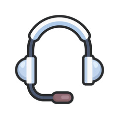 headphone with outline in flat vector design