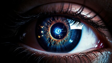 Fototapeta premium A photo of an eye with laser analysis