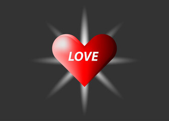 Red heart with love vector for background unity concept presentation logo web stock illustration