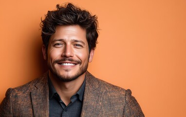 Obraz premium Confident businessman with a suit and a smile in a studio background, He looking at the camera