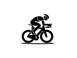 Fototapeta premium black icon on a white background, symbol for a cyclist on a triathlon bike