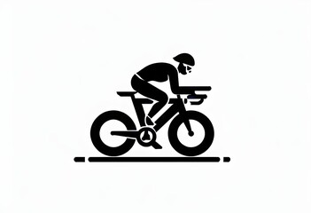 Obraz premium black icon on a white background, symbol for a cyclist on a triathlon bike