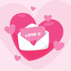 LETTER IN LOVE VALENTINE DAY VECTOR ILLUSTRATION