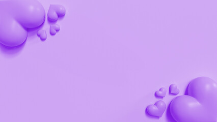 Valentine 3D Love Illustrations - Charming and Cute Visual Design in Purple 4K