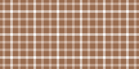Brown beige white check pattern. Seamless vector tartan texture. Shirt, dress, tablecloth, blanket or casual fashion print design. Checkered plaid pattern.
