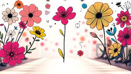 Minimalist Floral Doodle Design Elements - Abstract Backgrounds for Branding