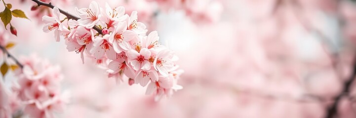 Obraz premium Pink sakura petals falling gracefully creating a dreamy background, floral, season, falling