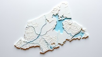 Paper Cut Ontario Map with Rivers and Lakes - Canada Provinces and Territories - AI Art