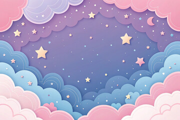 3D Cute Pastel Clouds and Dreamy Sky Scene