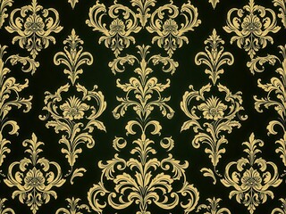 Obraz premium Seamless damask wallpaper with intricate floral designs and ornate patterns, elegant, luxury, Victorian