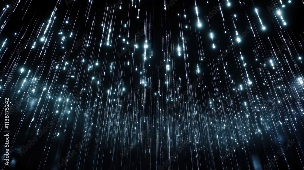 Aufkleber mesmerizing display of illuminated particles falling from the sky, evoking a sense of wonder and exc
