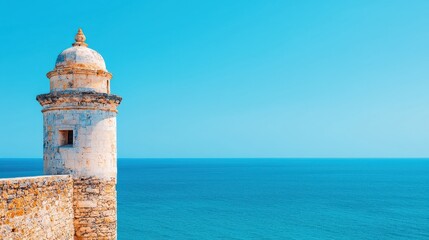 Historic Coastal Tower Against Clear Blue Sky