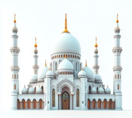 Magnificent White Mosque Architecture: A Stunning 3D Render of Islamic Design