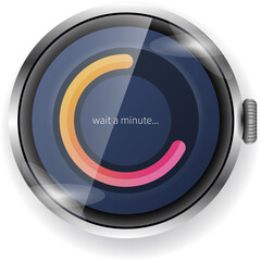 Smartwatch Loading Screen UI With Colorful Circular Progress Bar and Wait Message