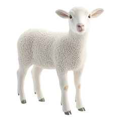 Obraz premium A small white fluffy lamb stands facing forward on a transparent background perfect for springtime or Easter marketing materials.