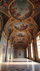 Obraz premium Frescoed halls. High ceilings with images of battle scenes, royal portraits and religious subjects