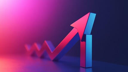 Abstract upward trending arrow graph symbolizing growth