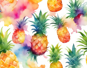 Transparent pineapple creative watercolor background
