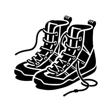black hiking boots pair clip art preview