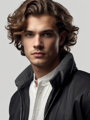 Obraz premium Curly-haired young man