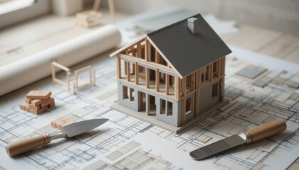 House Construction Model Blueprint Tools Architecture Design Planning