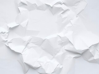 Obraz premium Crumpled white paper with sharp folds and creases, creating a texture, design, macro
