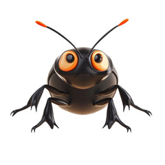 3D Funny illustration beetle cartoon style, isolated on a transparent background