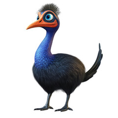 Fototapeta premium 3D Funny illustration cassowary cartoon style, isolated on a transparent background