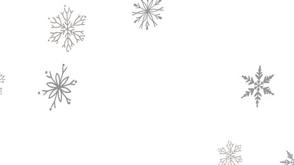Gray Hand Drawn Snowflakes on White Background