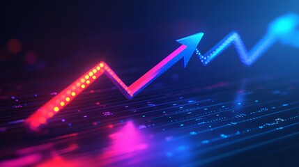 Neon Arrows Indicate Upward Trending Financial Growth