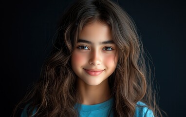 Naklejka premium Asian girl smiling in studio color background