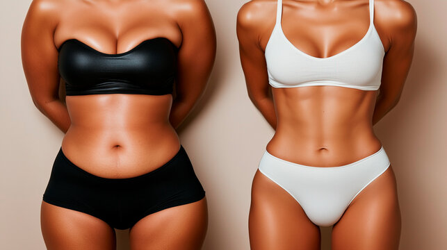 Comparison of Two Female Body Types in Lingerie