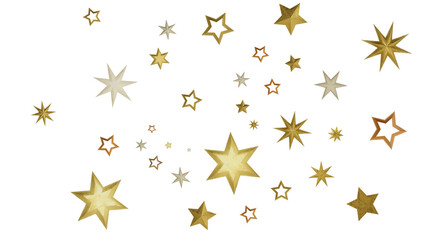 A collection of golden stars on a black background, creating a festive and celebratory atmosphere.