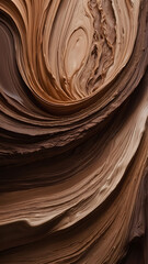Abstract textured background featuring swirling patterns of rich brown tones resembling creamy chocolate or mocha. Perfect for design projects, branding, or artistic visuals.