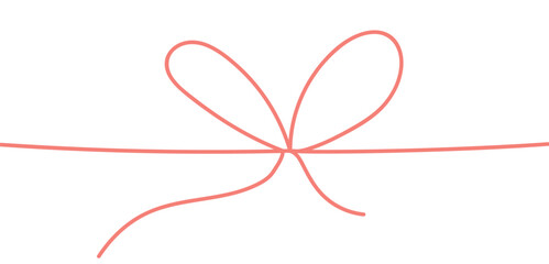 Continuous line drawing of decorative ribbon bow.