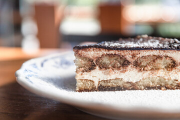 Close Up of a Piece of Tiramisu
