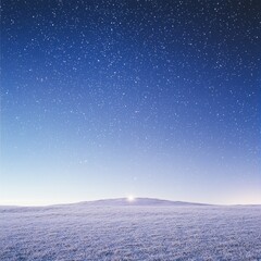Naklejka premium Snowy field at dawn under a starry sky.