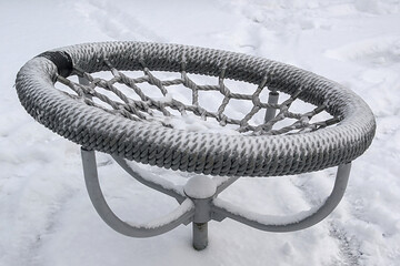 wicker structure on the playground in winter