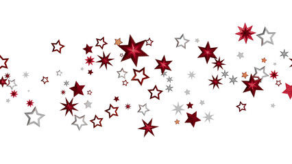 Red and Silver Stars Scattered on White