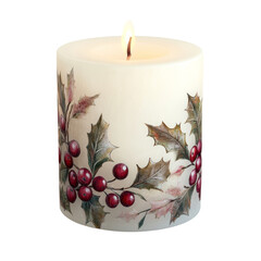 Retro Candle with Holly Leaves 