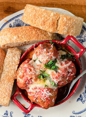 Meatballs and Bread Appetizer at a Restaurant