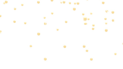 Abstract Gold Circle Confetti Falling on White