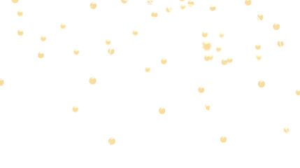 Golden Confetti Falling on White Background