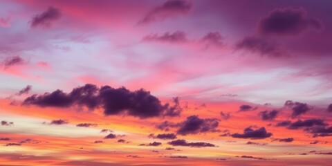 Fototapeta premium Vibrant hues of orange, purple, and pink fill the sky in an abstract sunset scene, vivid, vibrant
