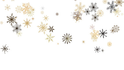 Gold and Black Snowflakes Scattered on White