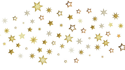 A scattered collection of golden stars on a black background, creating a festive and magical feel.